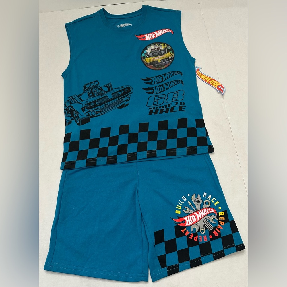 Hot Wheels Teal Boys Racing Tank & Shorts Set 2-Piece, Size 8